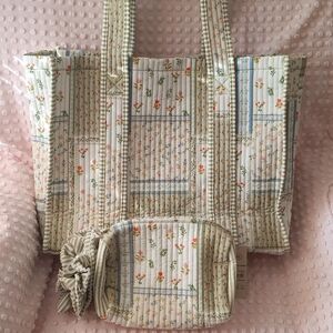 Floral Patchwork Tote and Pouch Set